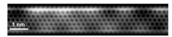 Atomic force microsopy image of the atomic structure of a zigzag graph nanoband.